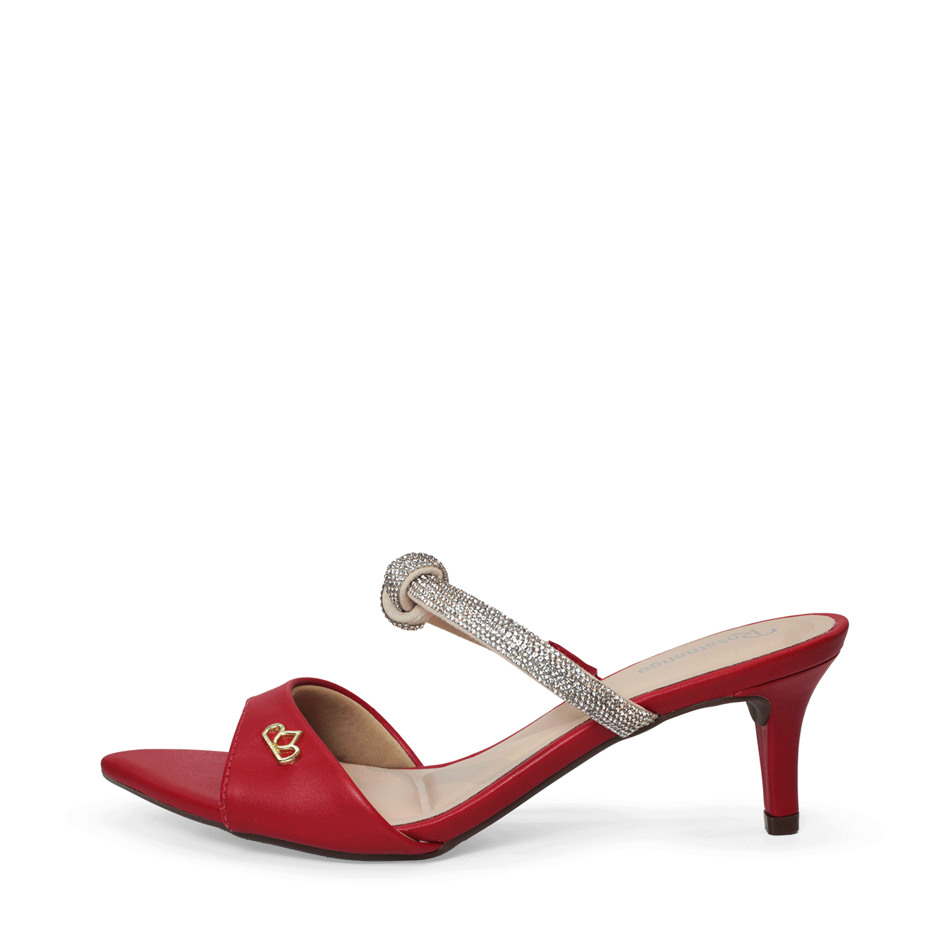 Olivia Rosamango Mule Bico folha Crystal