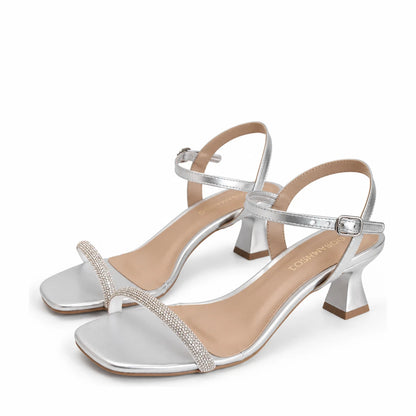 Par da sandália Betty Slim Crystal prata Rosamango
