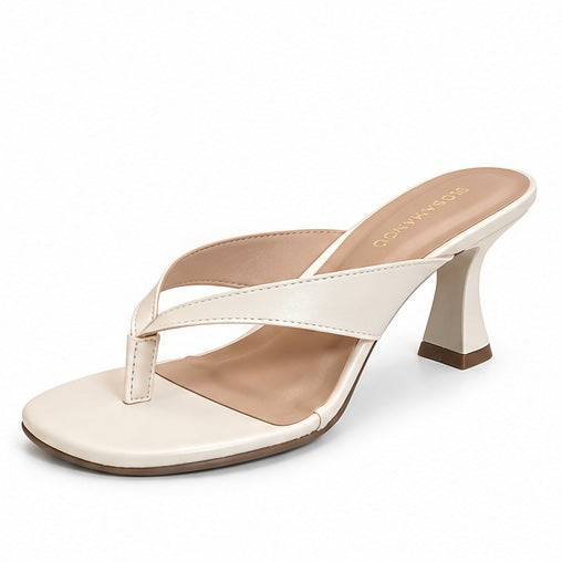 Mule de dedo Rosamango Betty Slim off white com salto taça